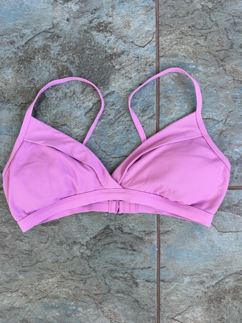 PrAna Sports Bra Womens Small Pink Ribbed Hook Back Yoga Athletic Adjustable